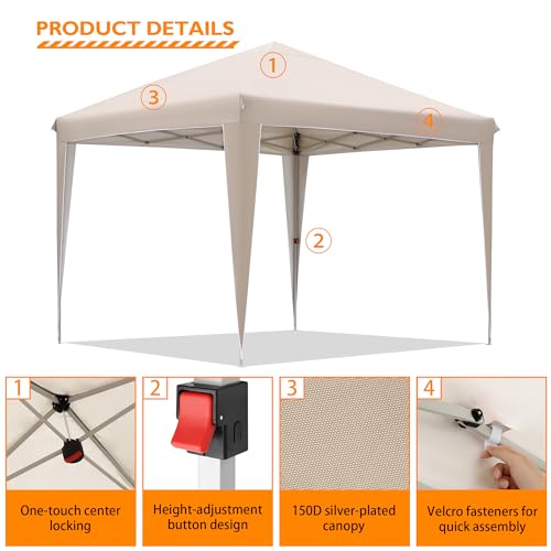 BONTEC 10x10ft Pop Up Canopy Tent, Portable Waterproof Shelter with Roller Bag O2578