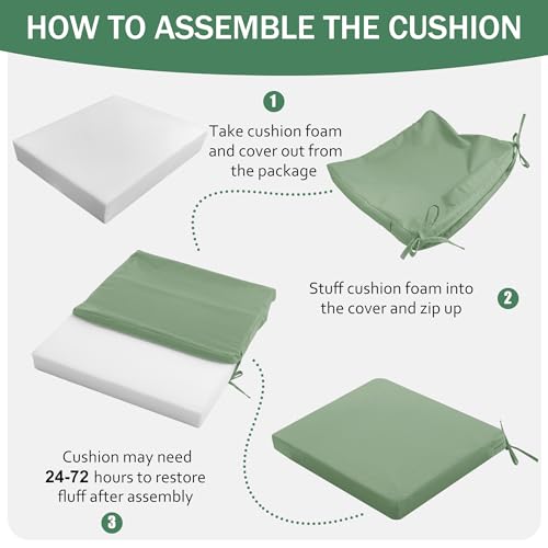 Outdoor Chair Cushions Set of 4, Waterproof Patio Seat Cushions with Ties, Black A5741