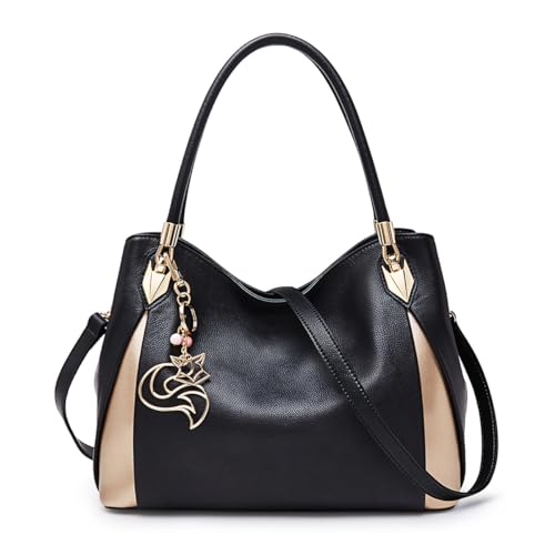 FOXLOVER Leather Handbags for Women, Genuine Leather Lady Top-handle Totes Women's Fashion Crossbody Bags Carryall Purses