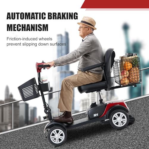 Folding 4 Wheel Electric Mobility Scooter for Seniors Adults, Red D694