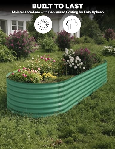 4x2x2Ft Oval Galvanized Steel Raised Garden Bed - Outdoor Metal Planter Box for Vegetables, Flowers, Herbs L43315