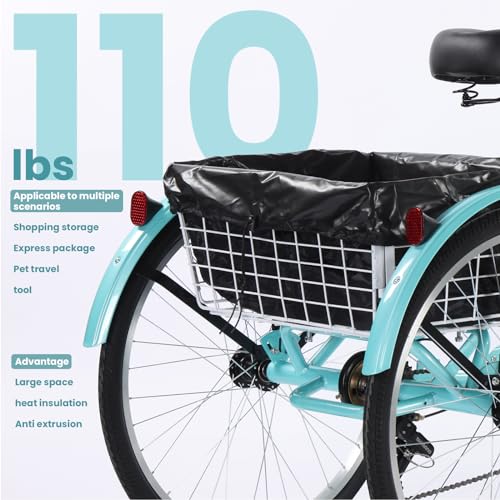 Adult Tricycles 24 & 26 Inch 7 Speed 3 Wheel Bikes with Rear Basket F636238