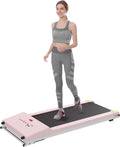 Soozier Under Desk Treadmill, Portable Walking Pad with Foldable Wheels, Remote Control, LED Display, 200 lbs Weight Capacity, Pink