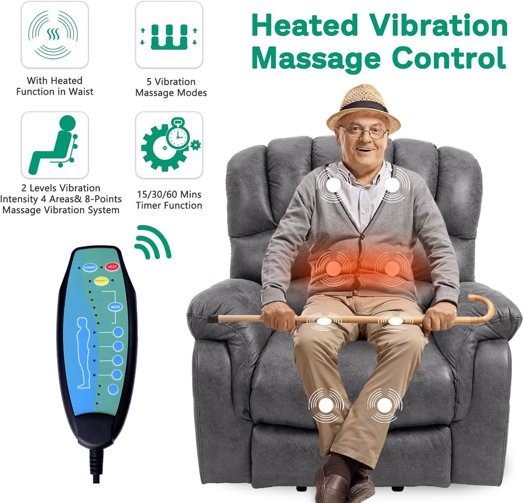 VIVIJASON Power Lift Recliner Chair with Heat & Massage for Elderly, Gray T499