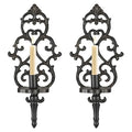 Wall Candle Sconce Holder Set of 2, Candle Sconces Wall Decor for Living Room Dining Room Bedroom, Black Antique Metal Wall Candle Holder for Home Wall Decoration (Candle Sconce 01)