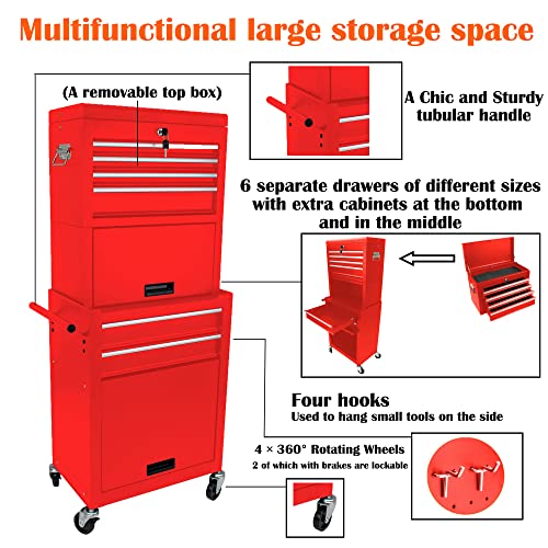 5-Drawer Rolling Tool Cart with Wheels, Black V51953