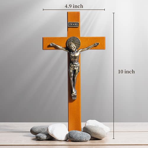 KUXBET Crucifix Cross Catholic 10.7 Inch Wooden Jesus Christ Wall Hanging or Tabletop G934
