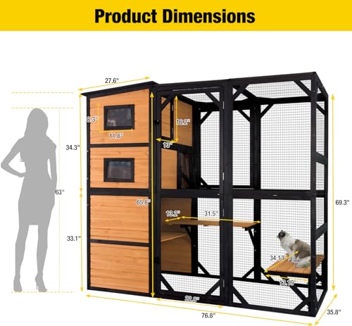 Aivituvin Large 4-Tier Catio Outdoor Indoor Cat Enclosure House with Weatherproof Roof W524