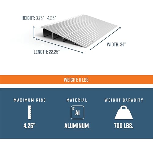 EZ-ACCESS Transitions 6 Inch Aluminum Modular Threshold Ramp G510