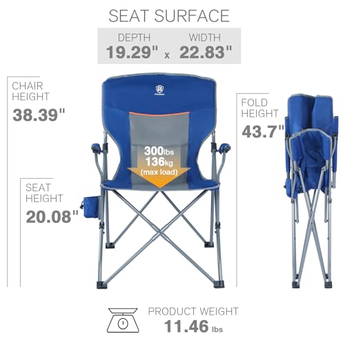EVER ADVANCED Folding Camping Chair with Padded Armrest and Cup Holder J29990