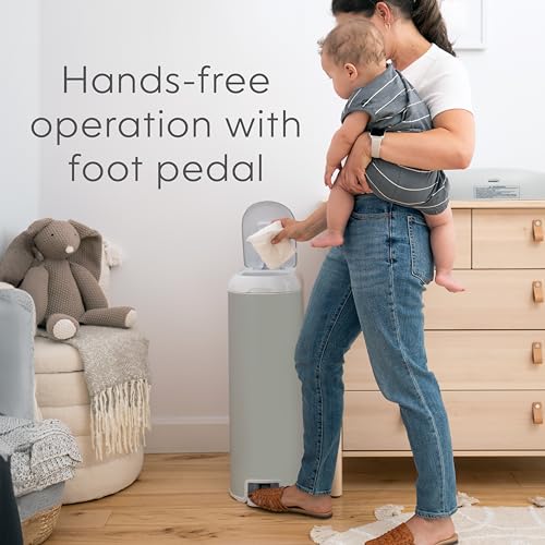 Diaper Genie Platinum Pail Stone Grey Stainless Steel with 1 Refill S8685