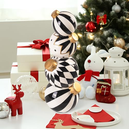 Black and White Checkered Snowman Christmas Decorations Indoor W584