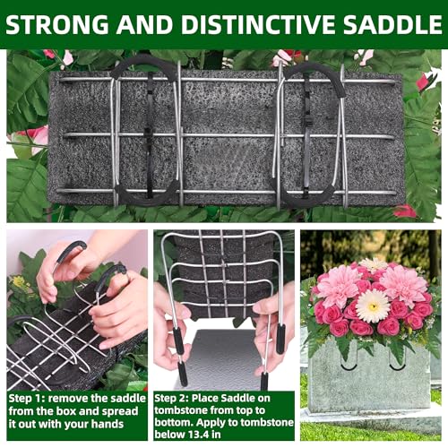 Artificial Cemetery Flower Saddle for Headstone Memorial Decorations, Light Blue K591112