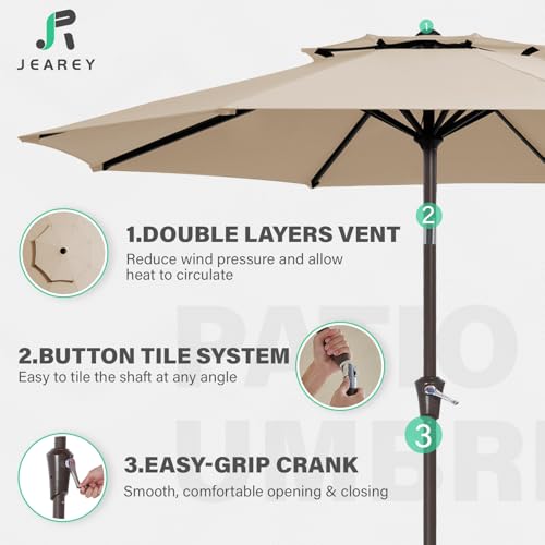 JEAREY 9 ft 2-Tiers Patio Umbrella with Push Button Tilt, Navy Blue A58987