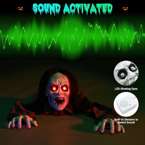 AW Halloween Prop Zombie Groundbreaker with Sound & LED Eyes Z407