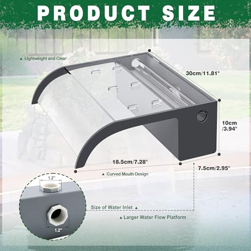 LONGRUN Waterfall Pool Fountain, 23.6" Acrylic Spillway with LED Lights R68376