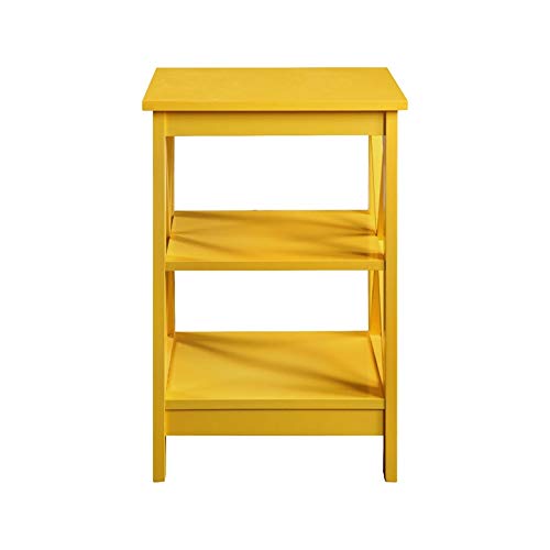 Convenience Concepts Oxford End Table with Storage Shelves, White Faux Marble/Black N969