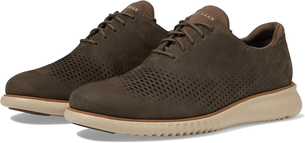 Cole Haan Men's 2.Zerogrand Laser Wing Tip Oxford Lined, Deep Olive Nubuck/Oat, 9