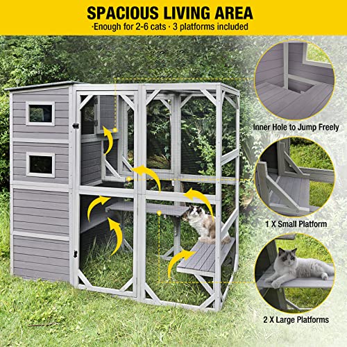 Aivituvin Large 4-Tier Catio Outdoor Indoor Cat Enclosure House with Weatherproof Roof W524