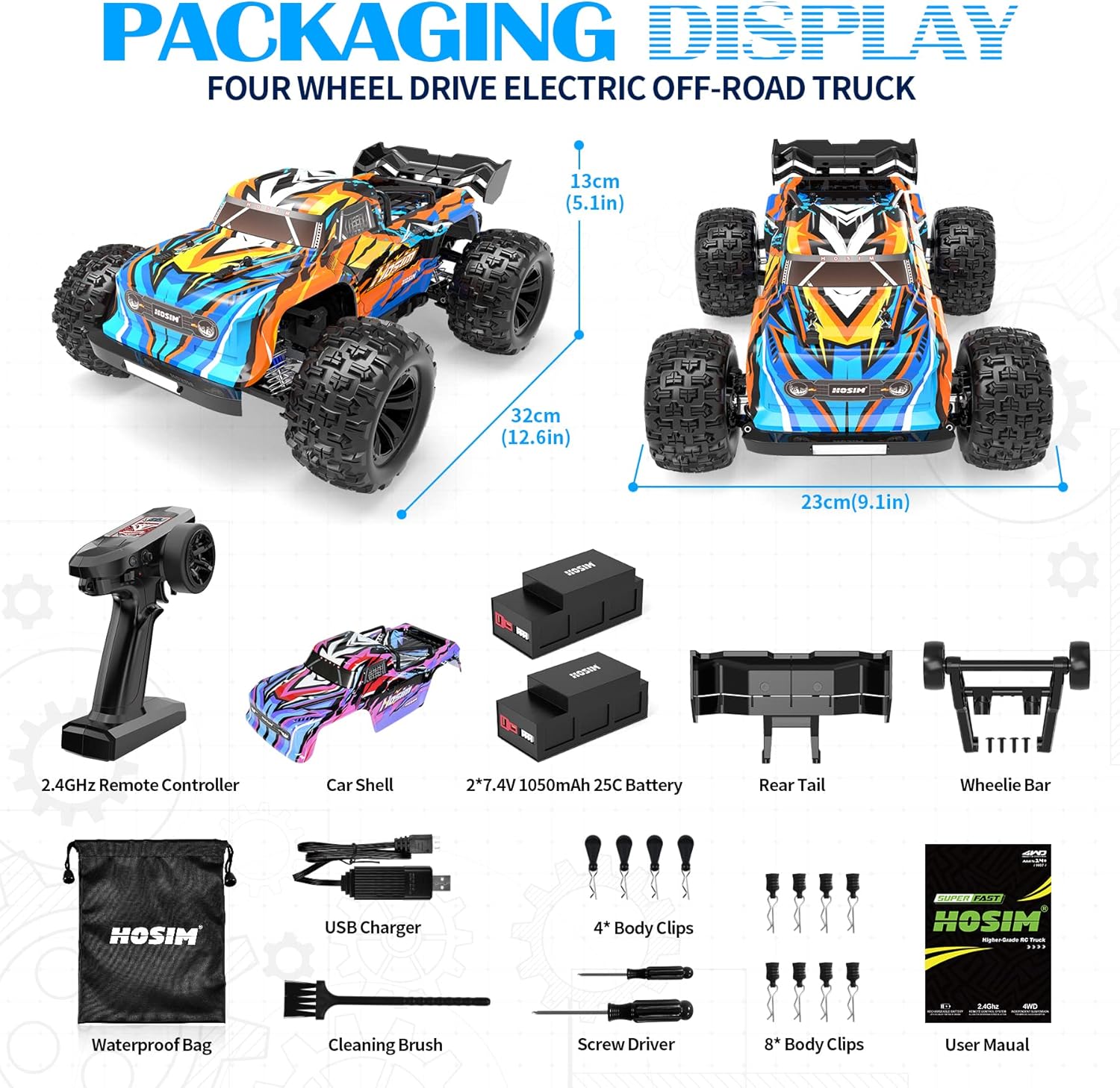 Hosim 1:16 Brushless RC Car 52+KMH 4WD Off Road Buggy O128542