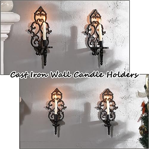 Antique Black Metal Wall Candle Sconce Holder Set of 2 K355254