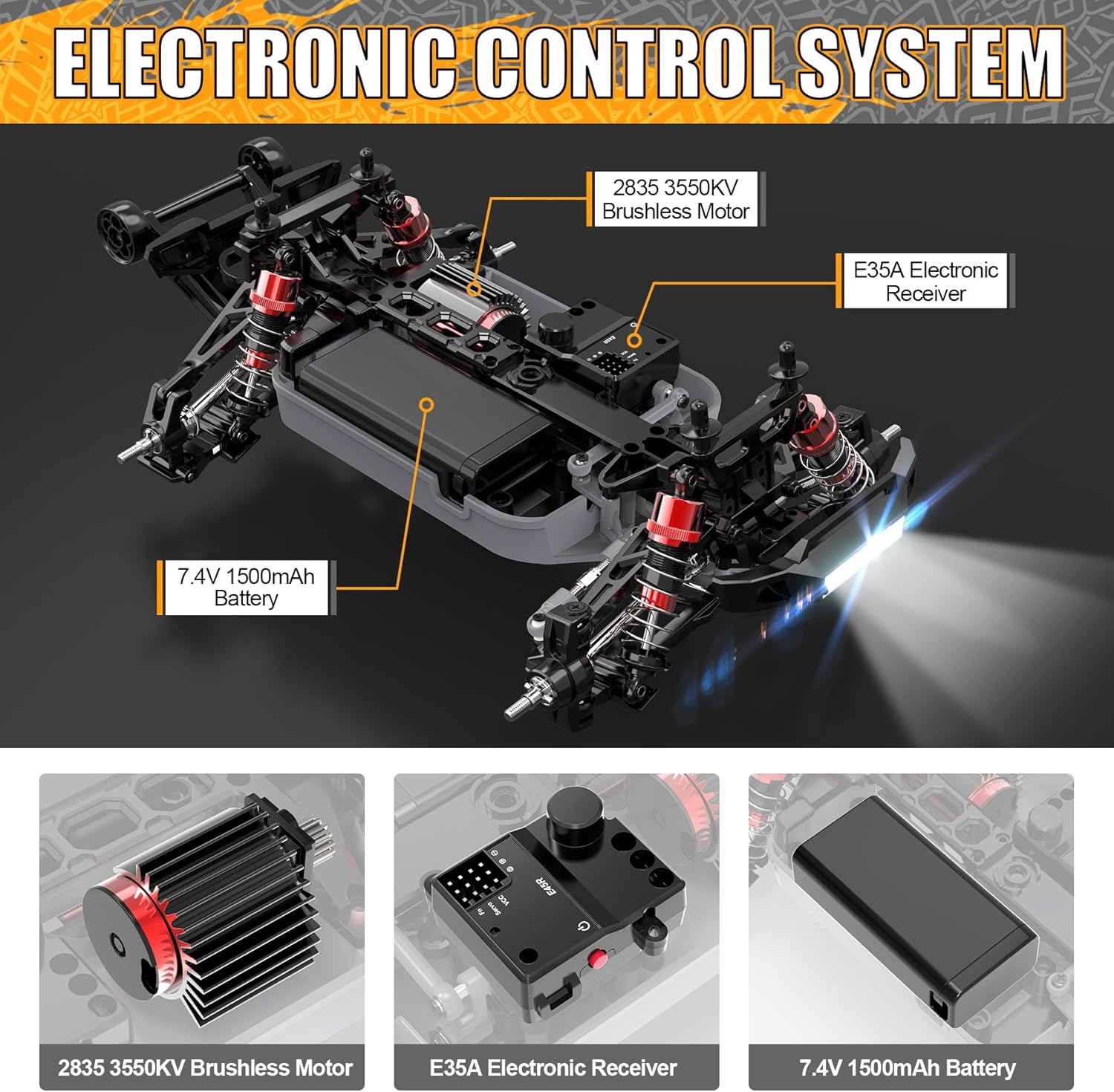 Hosim 1:16 Brushless RC Car 52+KMH 4WD Off Road Buggy O128542