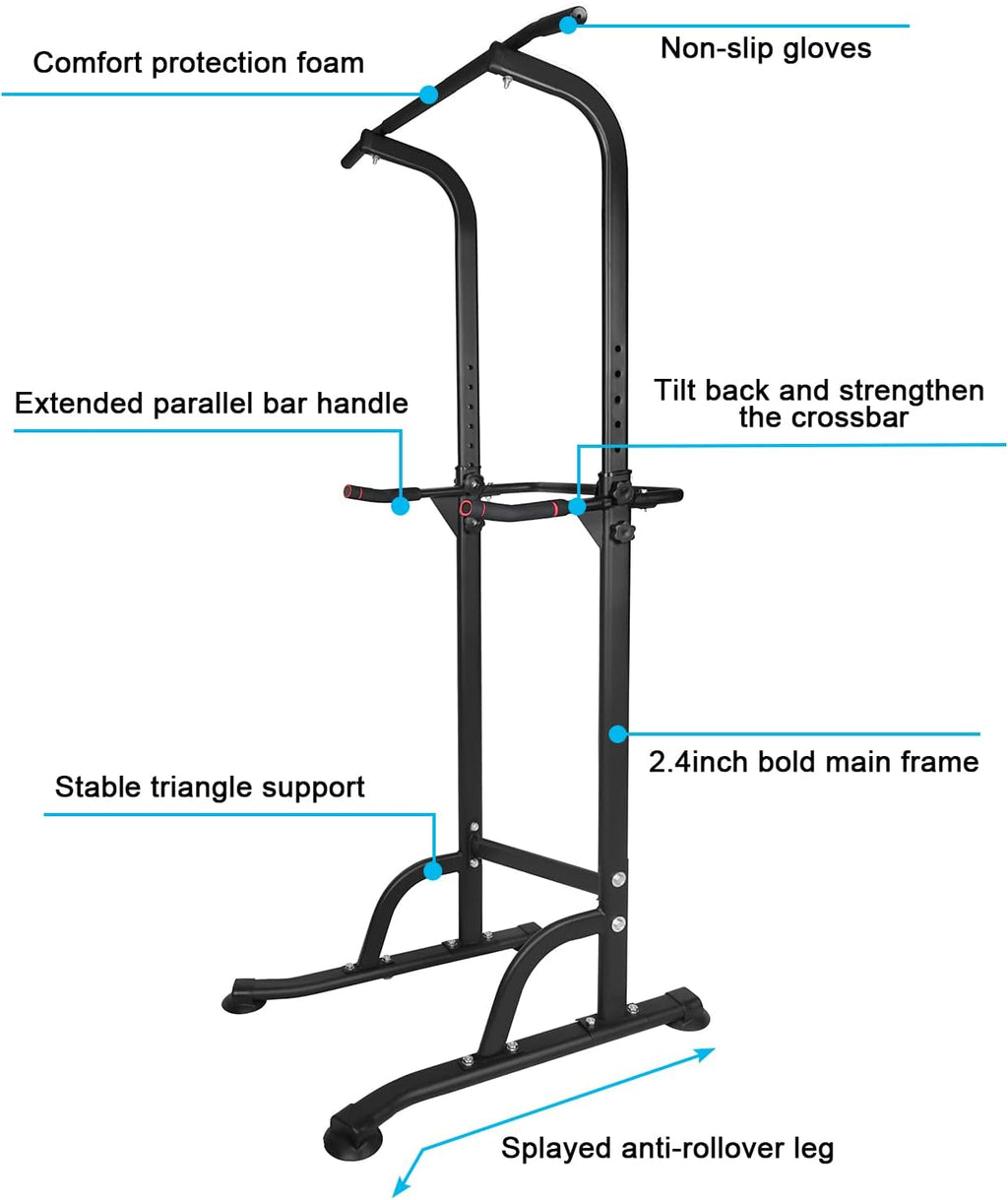 Power Tower Pull Up Bar Station, Free Standing Dip Station for Home Gym Y381201