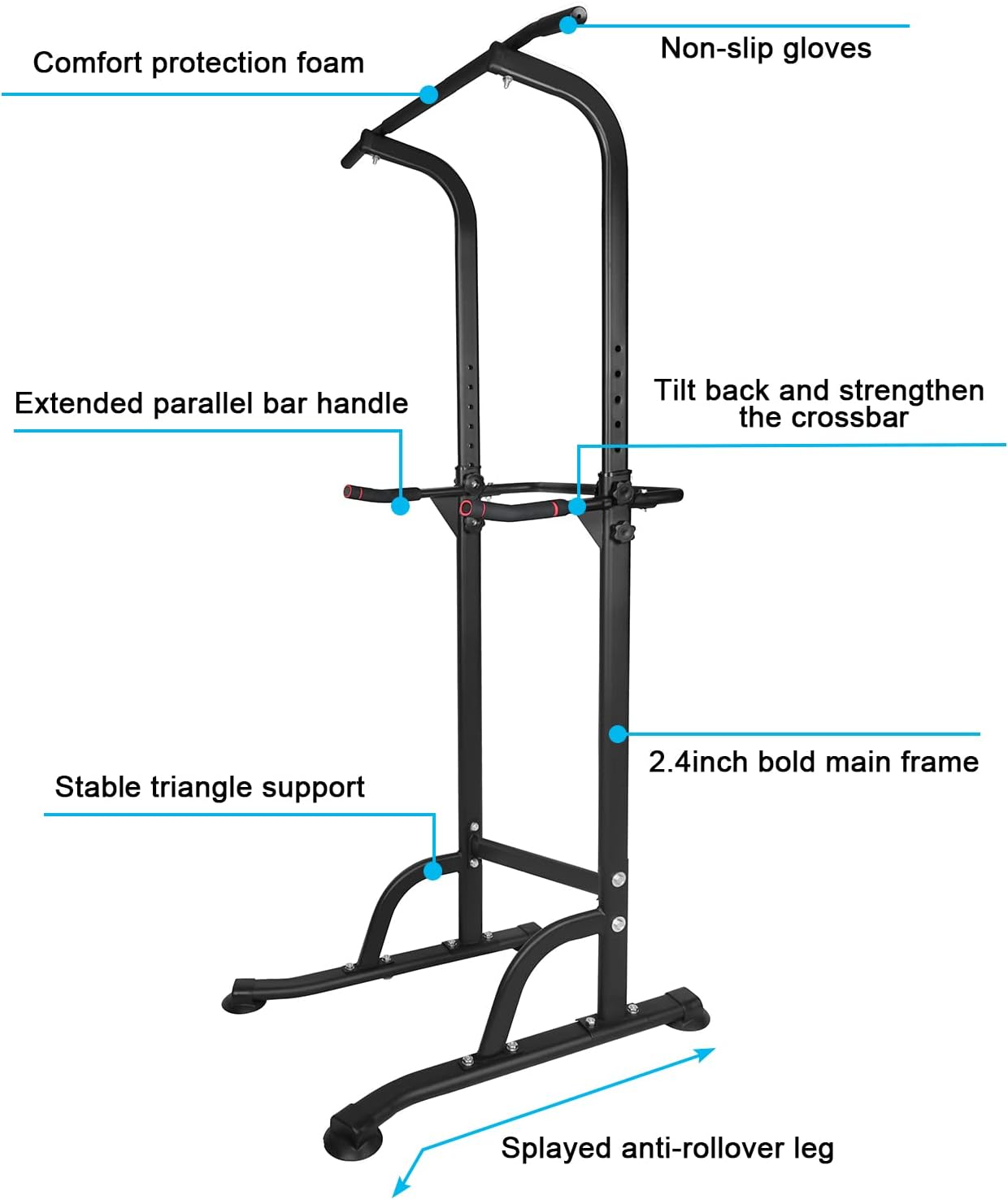 Power Tower Pull Up Bar Station, Free Standing Dip Station for Home Gym Y381201