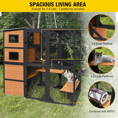 Aivituvin Large 4-Tier Catio Outdoor Indoor Cat Enclosure House with Weatherproof Roof W524