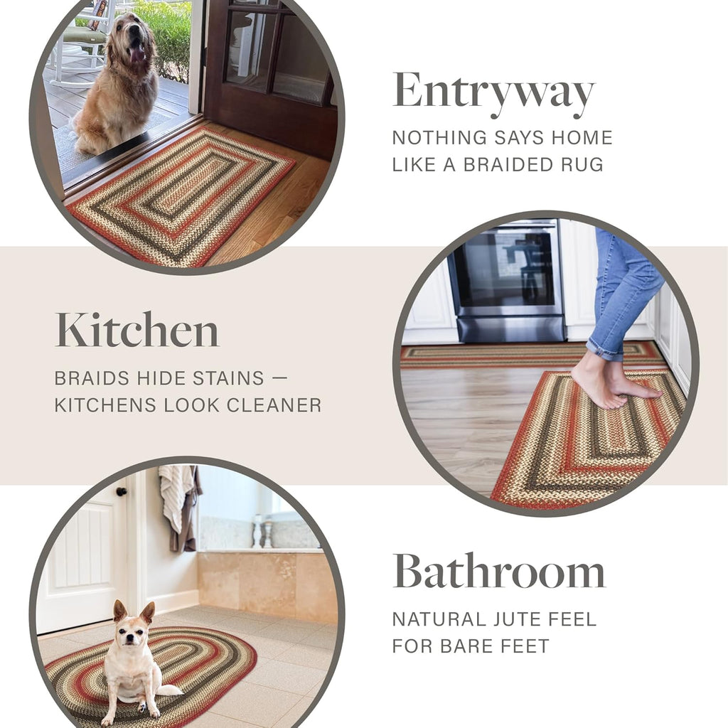 Homespice Chester Red Braided Oval Rug 27x45 H140076