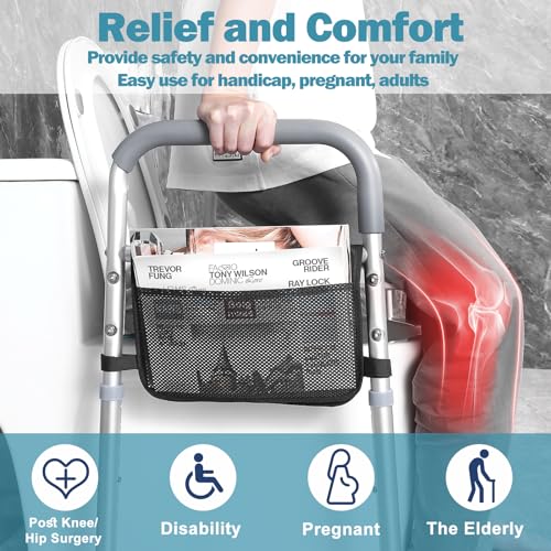 Adjustable Raised Toilet Seat with Handles for Elderly Y85781