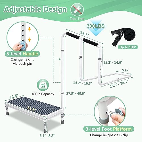 Bed Step Stool with Rail for High Beds Adults Elderly W58947