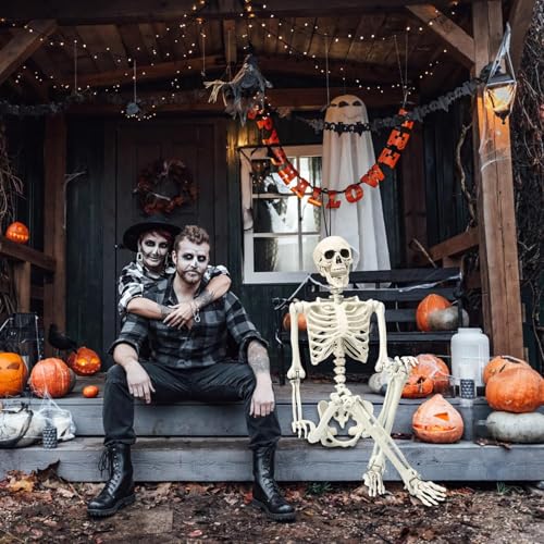 5.4 ft Posable Halloween Skeleton Decoration with Movable Joints L910930