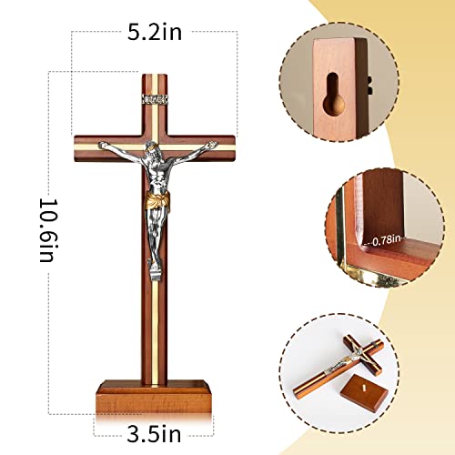 KUXBET Crucifix Cross Catholic 10.7 Inch Wooden Jesus Christ Wall Hanging or Tabletop G934