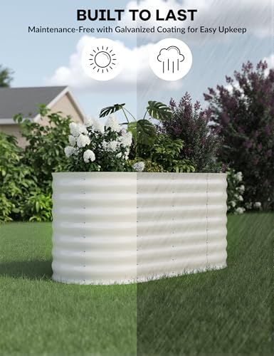 4x2x2Ft Oval Galvanized Steel Raised Garden Bed - Outdoor Metal Planter Box for Vegetables, Flowers, Herbs L43315
