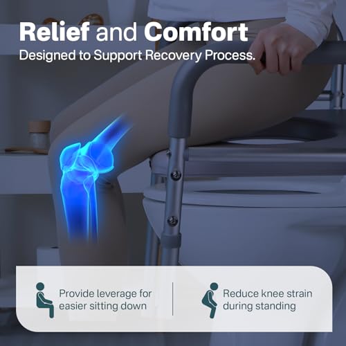 Toilet Seat Risers for Seniors Elongated with Handles and Safety Rails M978