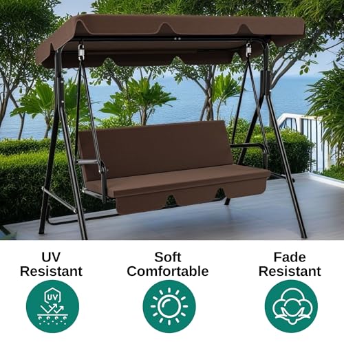 YITAHOME Outdoor Patio Swing Chair 3 Person with Adjustable Canopy, Black P266