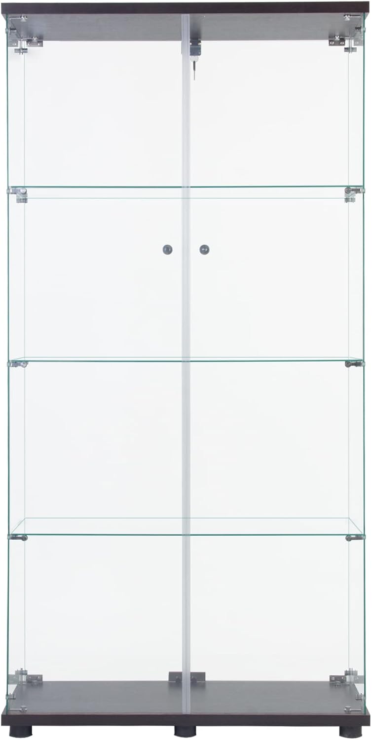 Black Lighted Glass Display Cabinet with 4 Shelves N125