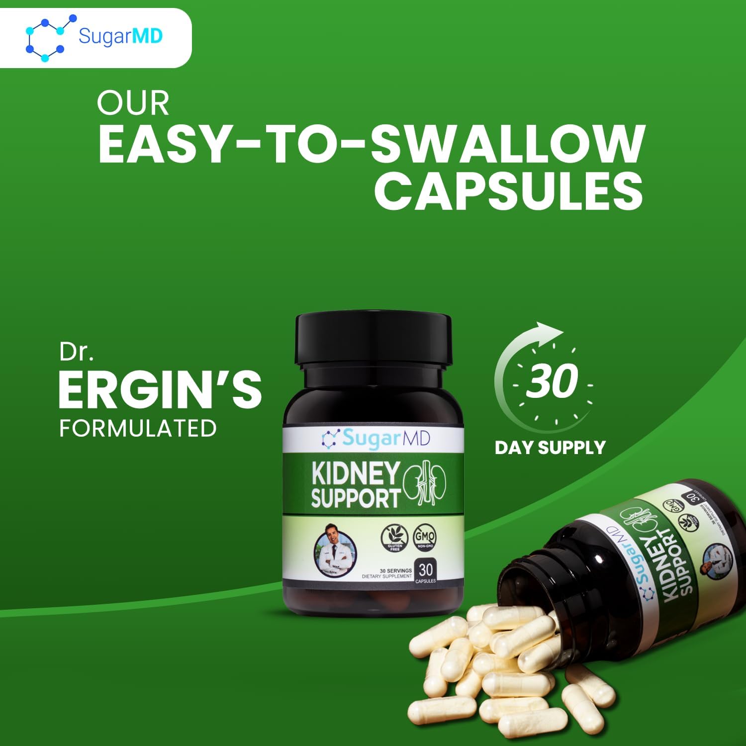 SugarMD Dr. Ergin's Kidney Support Formula 30 Capsules Y558