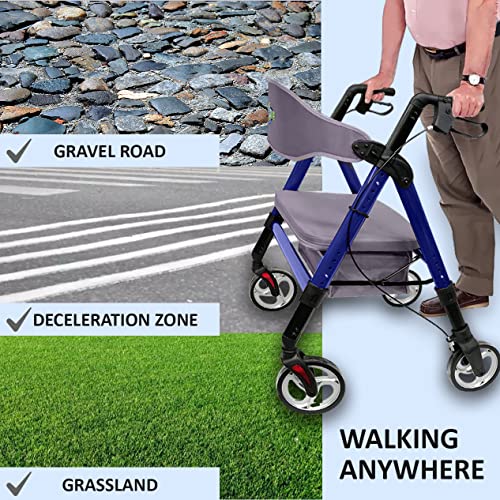 HEALTHLINE Heavy Duty Rollator Walker with Seat, Extra Wide, 450LB Capacity, Black A87388