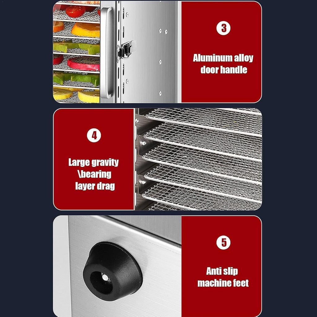 Food Dehydrator Machine, 8 Stainless Steel Trays, Digital Timer, 1000W U701