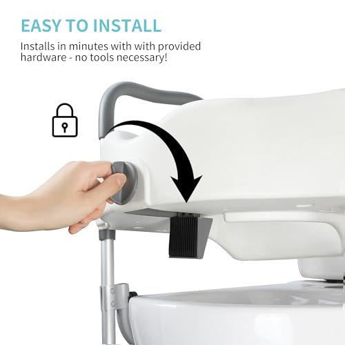 Toilet Seat Riser with Handles for Seniors, 4.5in Raised, Heavy Duty Support up to 330lbs C831