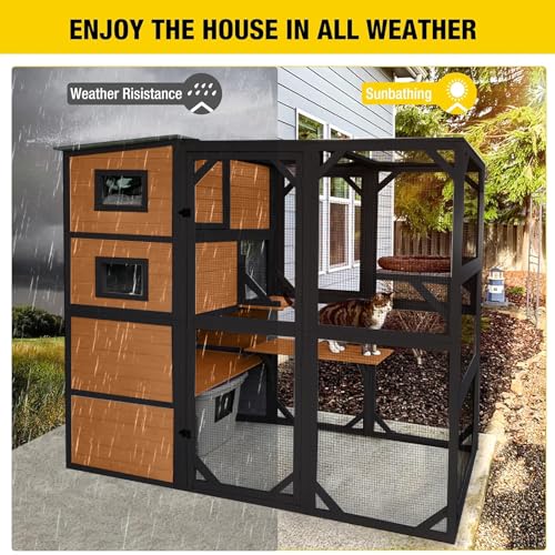 Aivituvin Large 4-Tier Catio Outdoor Indoor Cat Enclosure House with Weatherproof Roof W524