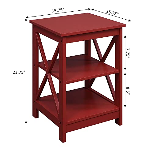 Convenience Concepts Oxford End Table with Storage Shelves, White Faux Marble/Black N969