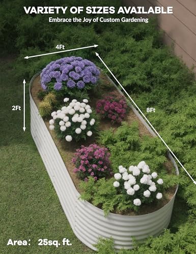 4x2x2Ft Oval Galvanized Steel Raised Garden Bed - Outdoor Metal Planter Box for Vegetables, Flowers, Herbs L43315
