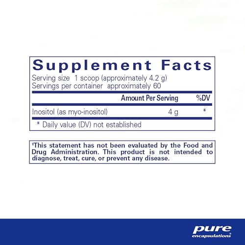 Pure Encapsulations Inositol Powder, Myo-Inositol Supplement for Energy & Nervous System Support, 8.8 oz O704