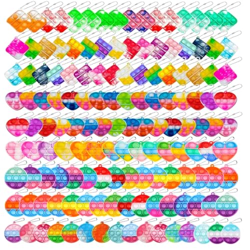 100pcs 2in Random Pop Bubble Fidget Sensory Toys, Pop Toy Bulk for Party Favor, Classroom Student Prizes Easter Basket Goodie Bag Stuffers Christmas Valentine Gift for Kid