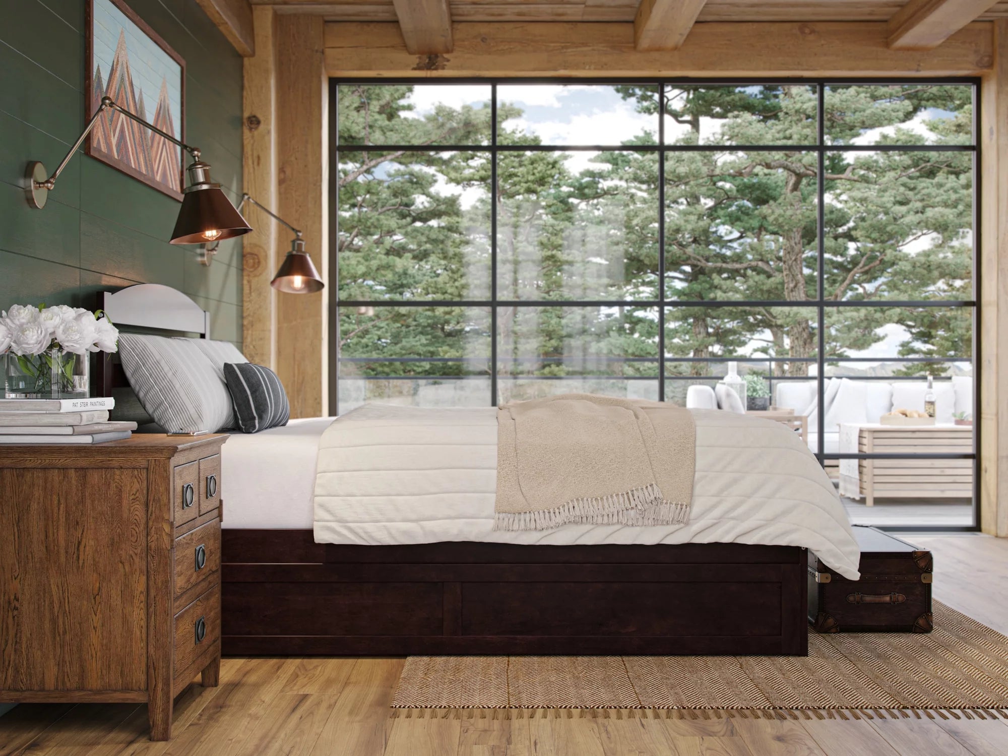 AFI Warren 14" Queen Wood Platform Bed Frame with Trundle, Espresso L43942