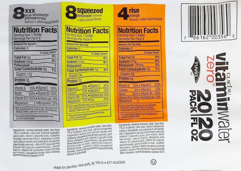 Glaceau Vitamin Water Zero Variety Pack, 20 Fl Oz (Pack of 20) A163