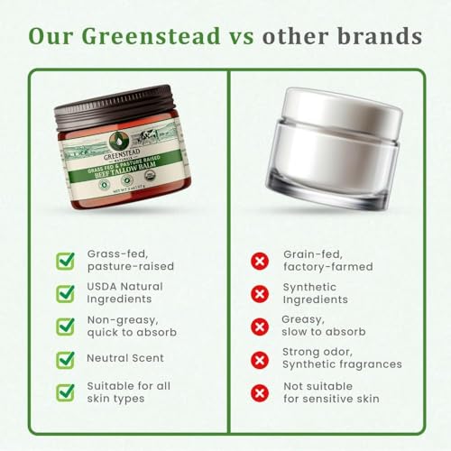 Organic Beef Tallow Balm for Skin with Jojoba Oil and Cocoa Butter, Unscented, 2.5 fl oz W37304